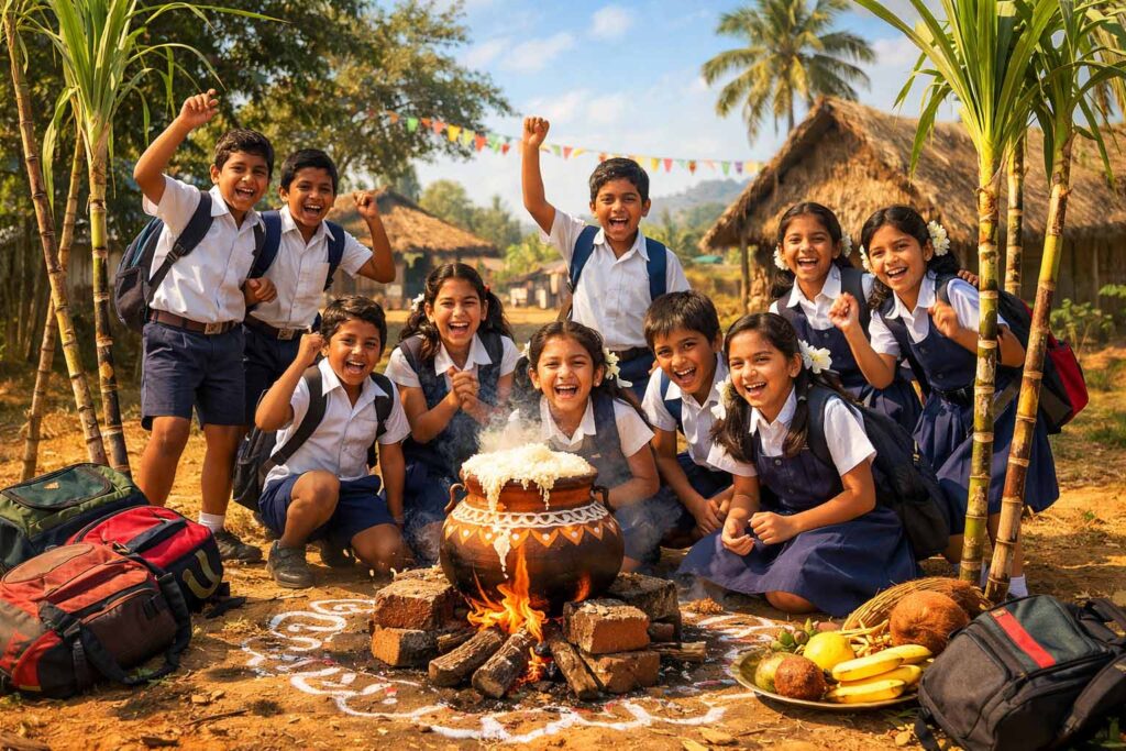 பொங்கலுக்கு 5 நாள் தொடர் விடுமுறை – மாணவர்களுக்குச் செம்ம குஷி! 🎉